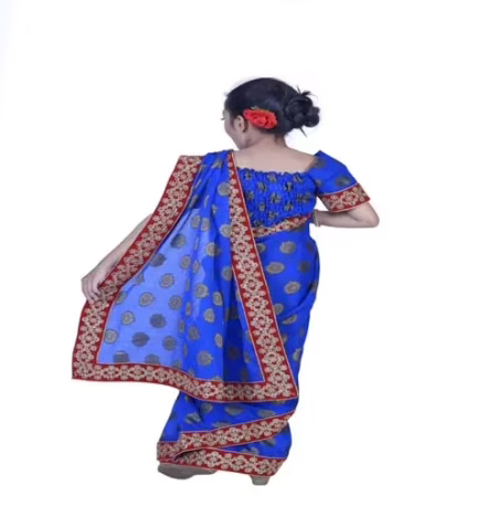 Pazaar Royal Blue Embroidered Party Kids Wear Saree