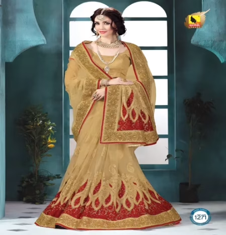 Shringar Cream New Fancy Net Saree