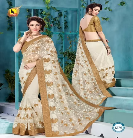 Shringar Off White New Fancy Net Saree