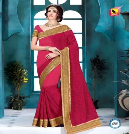 Shringar Deep Pink New Fancy Net Saree