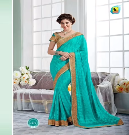 Sayna 2 Turquoise New Fancy Georgette Saree