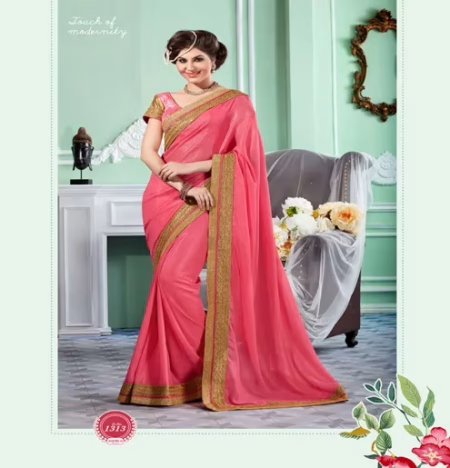 Sayna 2 Hot Pink New Fancy Georgette Saree