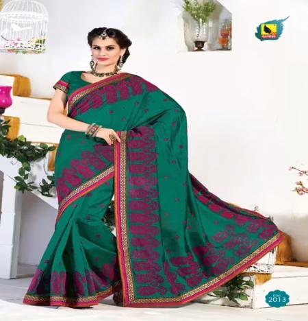 Kangana Sea Green Dupion Silk Saree