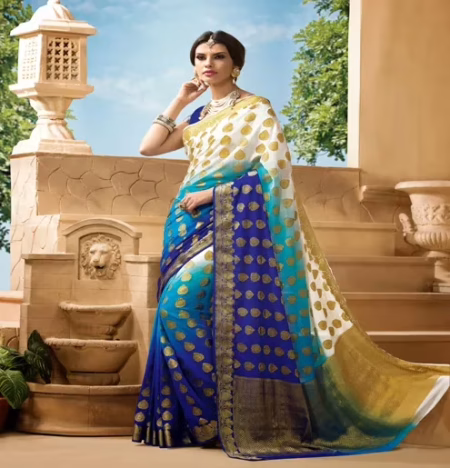 Sakshi Multi Color New Fancy Crepe Silk Saree