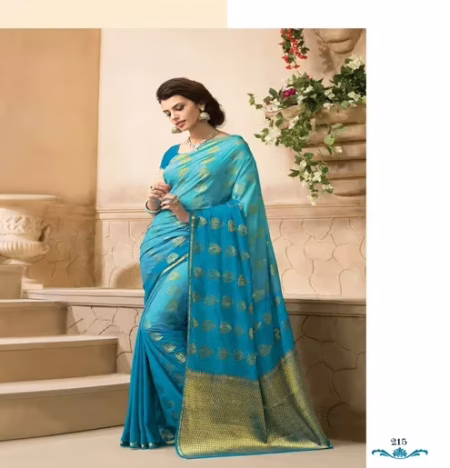 Sakshi Multi Color New Fancy Crepe Silk Saree