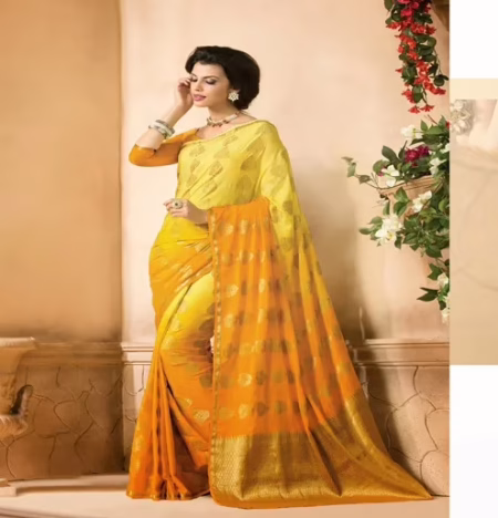 Sakshi Multi Color New Fancy Crepe Silk Saree