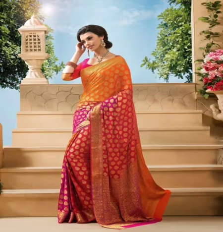 Sakshi Multi Color New Fancy Crepe Silk Saree