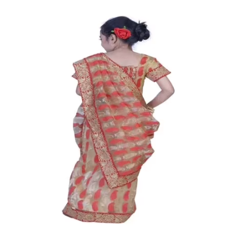 Pazaar Papaya Whip Yellow embroidered party kids wear saree