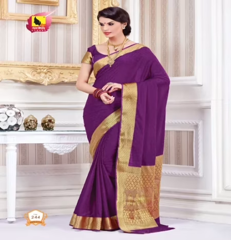 Sindoor 2 Dark Magenta New Fancy Crepe Saree