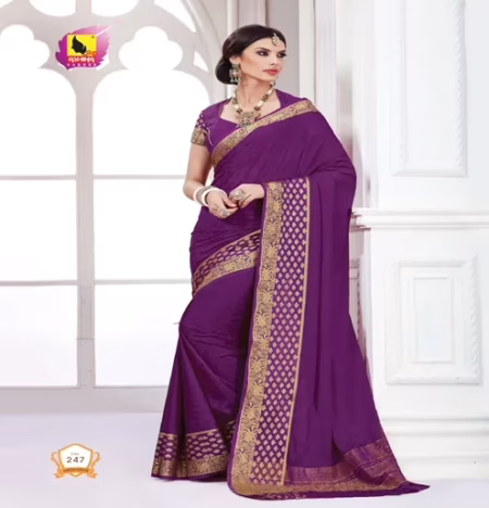 Sindoor 2 Dark Magenta New Fancy Crepe Saree
