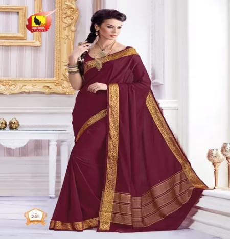 Sindoor 2 Brown New Fancy Crepe Saree