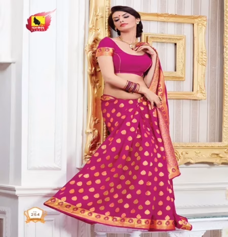 Sindoor 2 Magenta New Fancy Crepe Saree