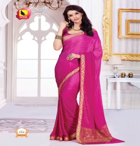 Sindoor 2 Magenta New Fancy Crepe Saree