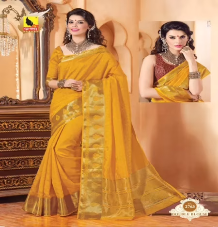 Rudraksha Orange New Fancy Tussar Silk Saree