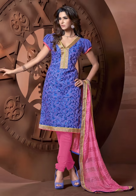 Antra Purple Color Embroidered Designer Unstitched Salwar Kameez