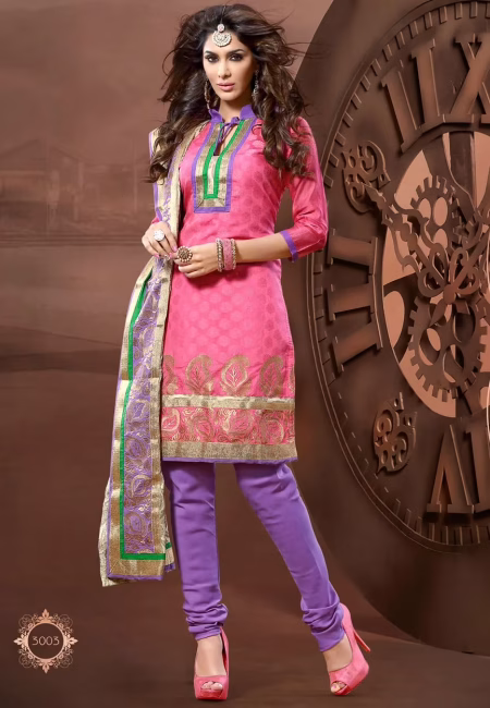 Antra Pink Color Embroidered Designer Unstitched Salwar Kameez