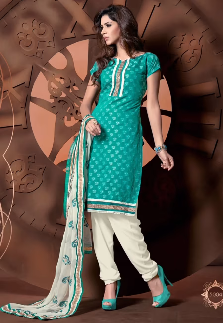 Antra Green Color Embroidered Designer Unstitched Salwar Kameez