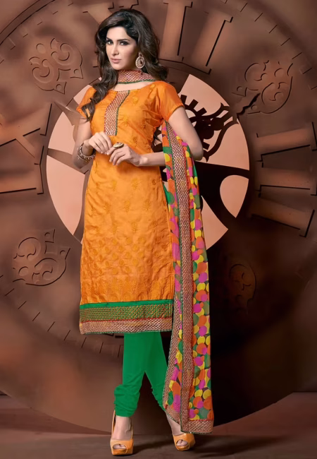 Antra Yellow Color Embroidered Designer Unstitched Salwar Kameez