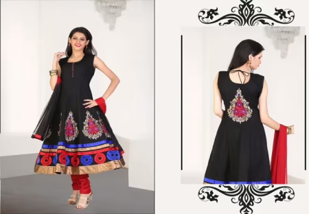 Pazaar Kaanchi Dark Black Embroidered Anarkali Salwar Kameez