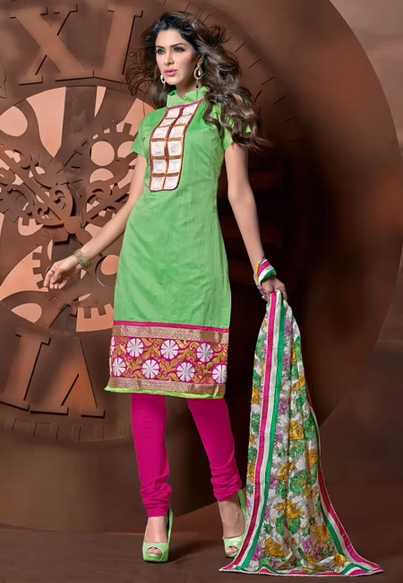 Antra Green Color Embroidered Designer Unstitched Salwar Kameez