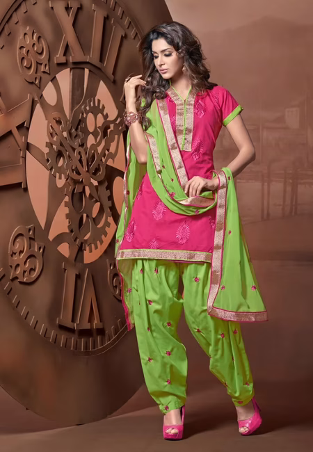 Antra Pink Color Embroidered Designer Unstitched Salwar Kameez