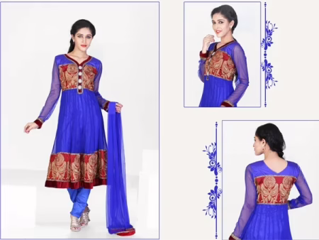 Pazaar Kaanchi Persian Blue Embroidered Anarkali Salwar Kameez