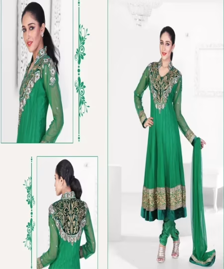 Pazaar Kaanchi Pine Green Embroidered Anarkali Salwar Kameez