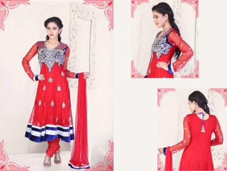 Pazaar Kaanchi Rose Madder Red Embroidered Anarkali Salwar Kameez