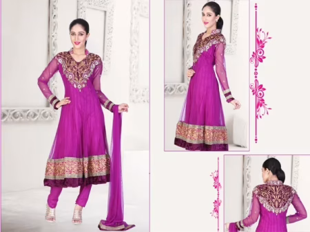 Pazaar Kaanchi Purple Embroidered Anarkali Salwar Kameez