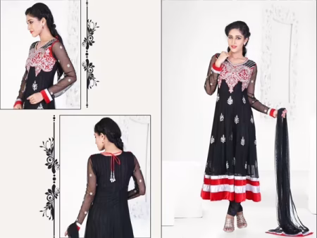 Pazaar Kaanchi Black-3 Embroidered Anarkali Salwar Kameez