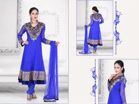 Pazaar Kaanchi Persian Blue 1 Embroidered Anarkali Salwar Kameez