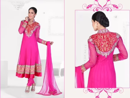 Pazaar Kaanchi Deep Pink Embroidered Anarkali Salwar Kameez
