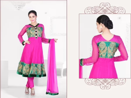 Pazaar Kaanchi Persian Pink Embroidered Anarkali Salwar Kameez