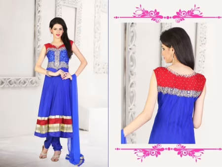 Pazaar Kaanchi Royal Blue Embroidered Anarkali Salwar Kameez
