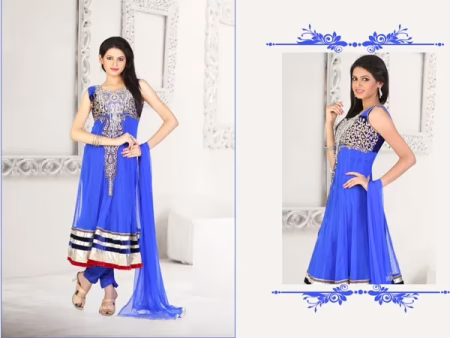 Pazaar Kaanchi Royal Blue 1 Embroidered Anarkali Salwar Kameez