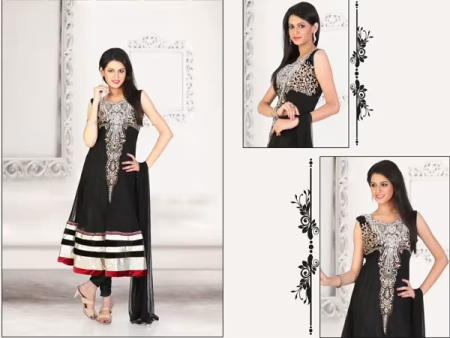 Pazaar Kaanchi Z Black Embroidered Anarkali Salwar Kameez