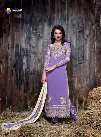 Hi-Fashion Purple Georgette Salwar Kameez