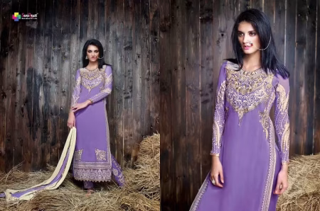 Hi-Fashion Purple Georgette Salwar Kameez