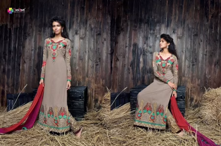 Hi-Fashion Peach Georgette Salwar Kameez