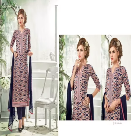 Hi-Fashion Multi Colour Embroidered Straight Suit