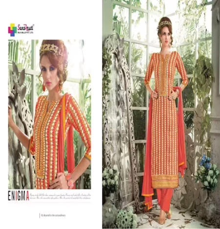 Hi-Fashion Rust Print Straight Suit