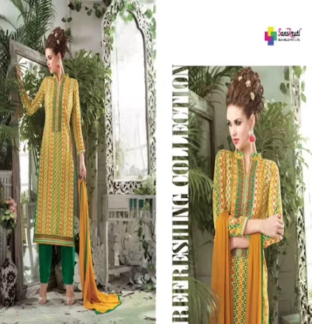 Hi-Fashion Green Print Straight Suit