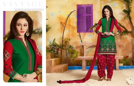 Hi-Fashion Green Embroidered Straight Suit