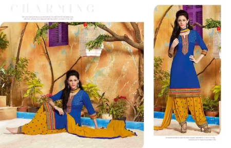 Hi-Fashion Blue Embroidered Straight Suit
