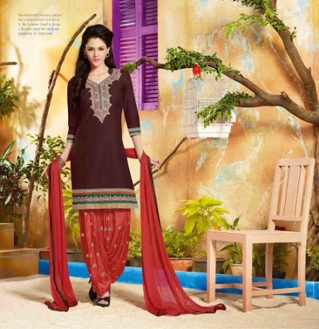 Hi-Fashion Brown Embroidered Straight Suit
