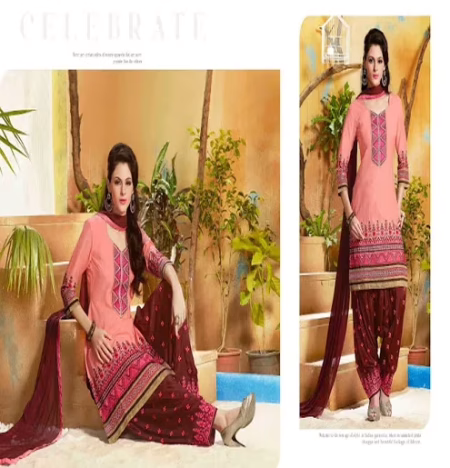 Hi-Fashion Salmon Embroidered Straight Suit