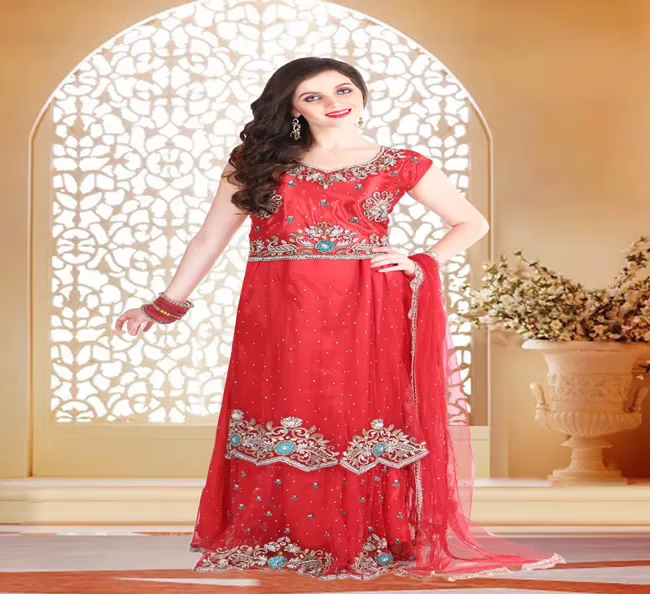 Pazaar Rangoli Amaranth Red Embroided Lehenga Choli