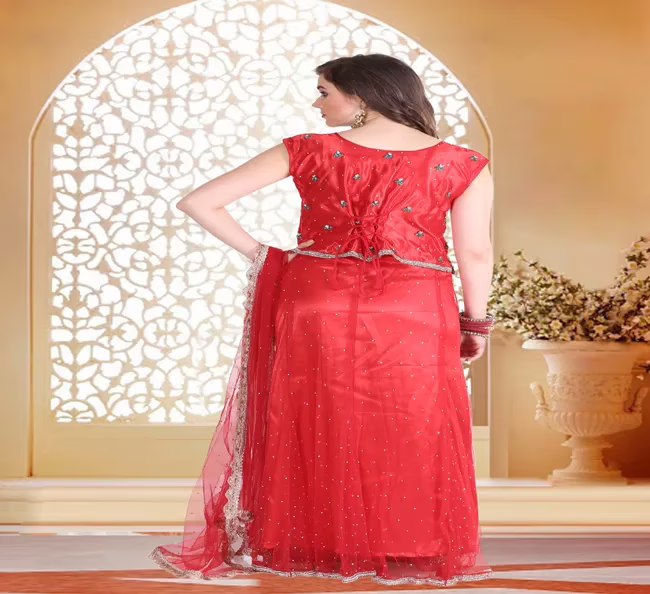 Pazaar Rangoli Amaranth Red Embroided Lehenga Choli