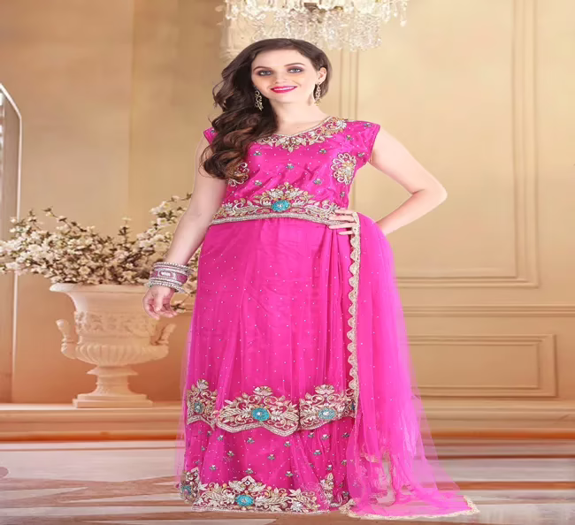 Pazaar Rangoli Hot Magenta Embroided Lehenga Choli
