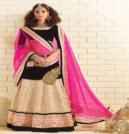Hi-Fashion Embroidered Multicolour Lehenga Choli